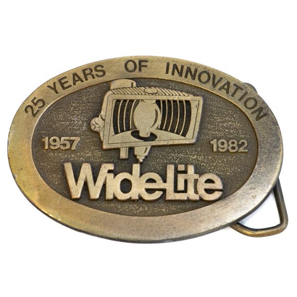 Solid Brass Buckle Vintage Men's Belt Buckle 1957 Widelite Oval Rare - Picture 1 of 4